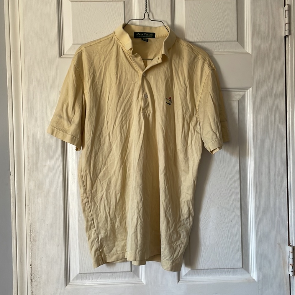 Amen corner  60'S TWO-PLY DOUBE MERCERIZED light yellow masters golf shirt S